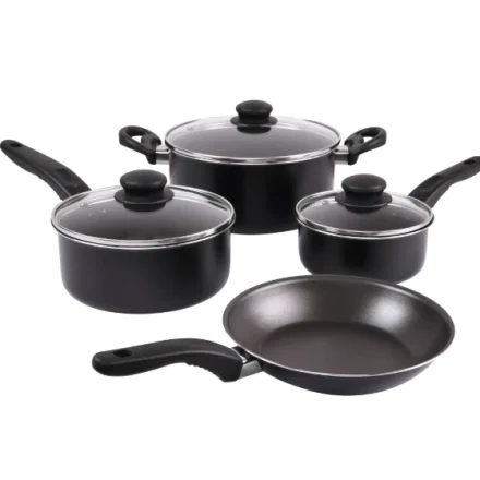 7 Piece Cookware Set Nonstick Coated Kitchen Pots And Pans Home Aqua Cooking New